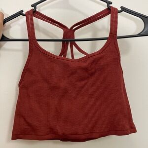 Forever21 Longline Sports Bra/Compression Tank, Burnt Orange, Small